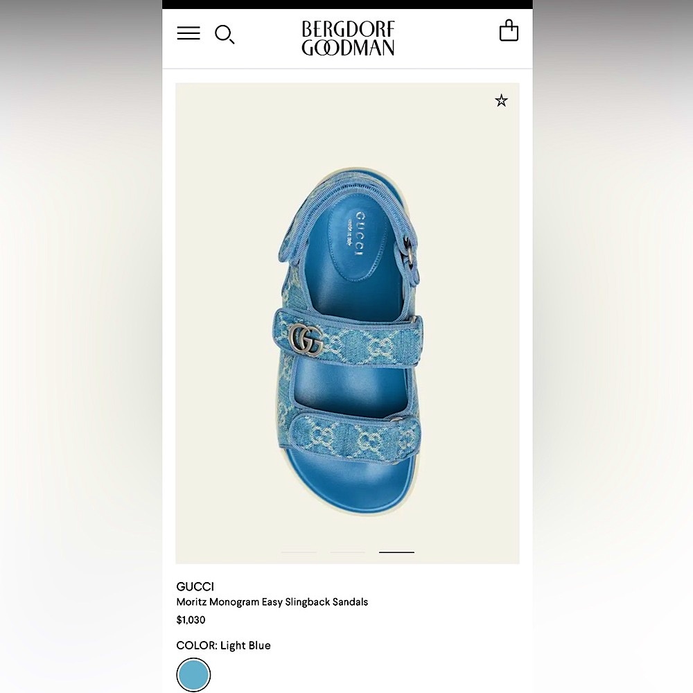 Gucci Moritz Monogram Easy Slingback Sandals - size 36.5